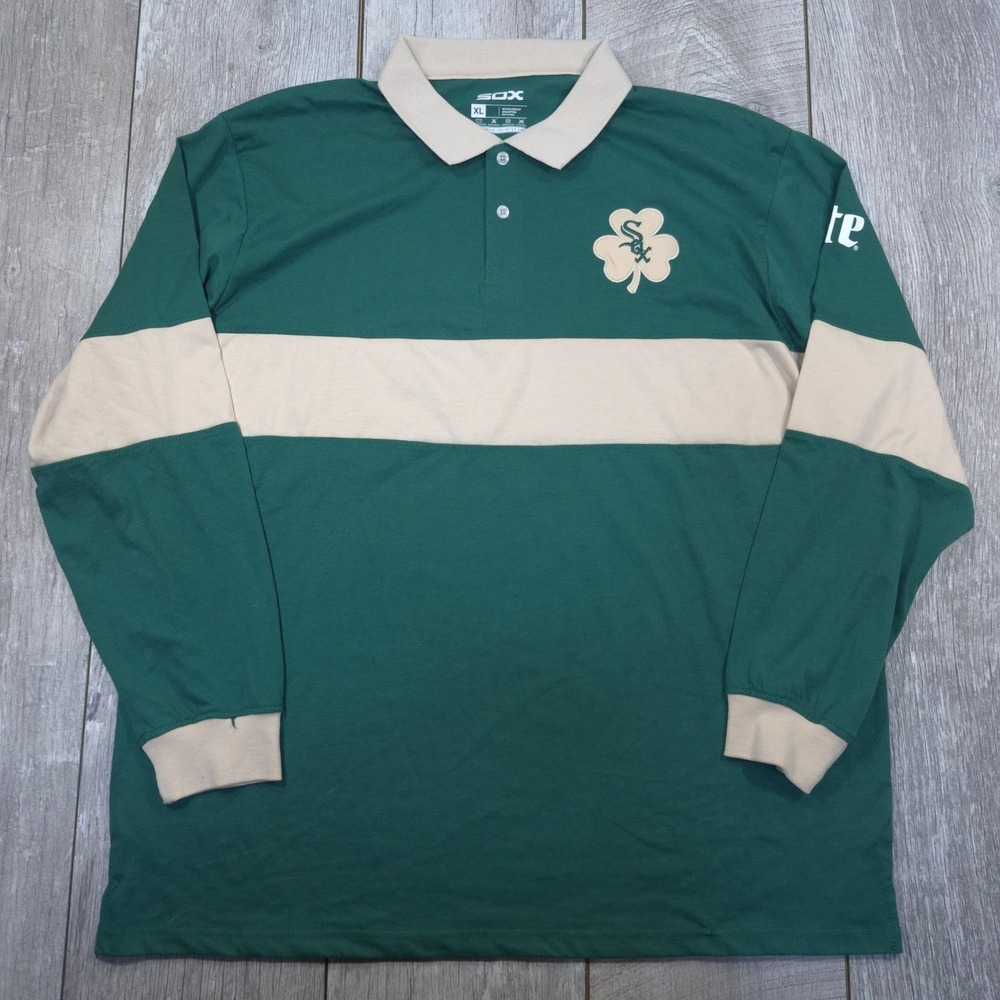 Chicago White Sox Rugby Shirt Mens XL Green St. Patricks Day Miller Lite Polo